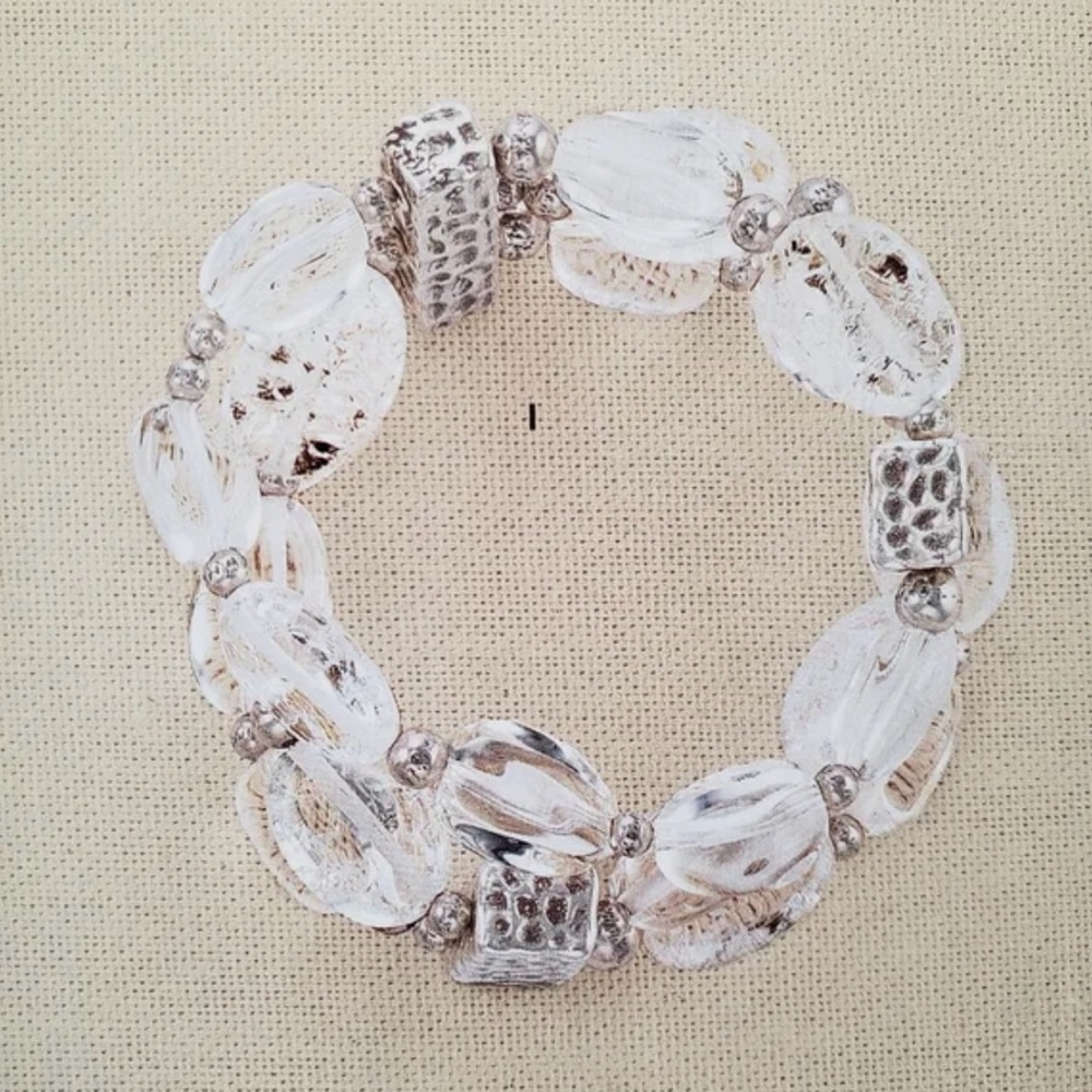 Silpada Sterling Silver Crystal Quartz Multi Strand Stretch Bracelet B1600